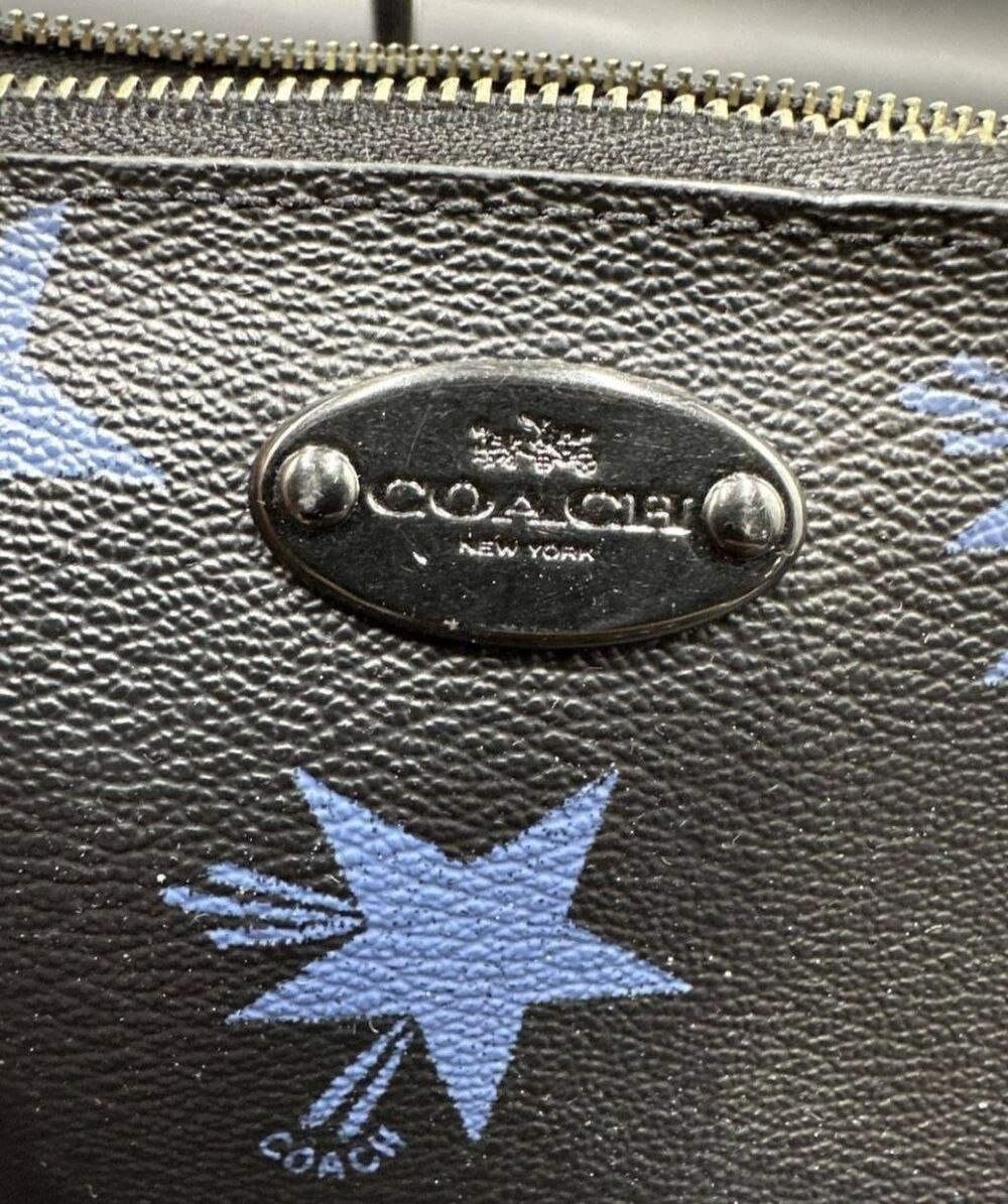 Coach F35877 Black Blue Star Print Crossbody Bag Chain Strap Authentic - Picture 4 of 10